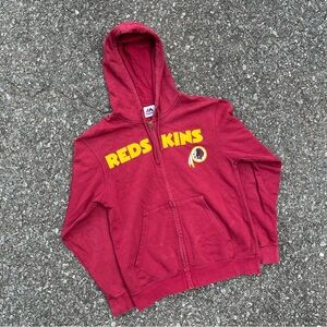 Majestic Washington Redskins Burgundy & Gold Hoodie M Full-Zip Sweatshi